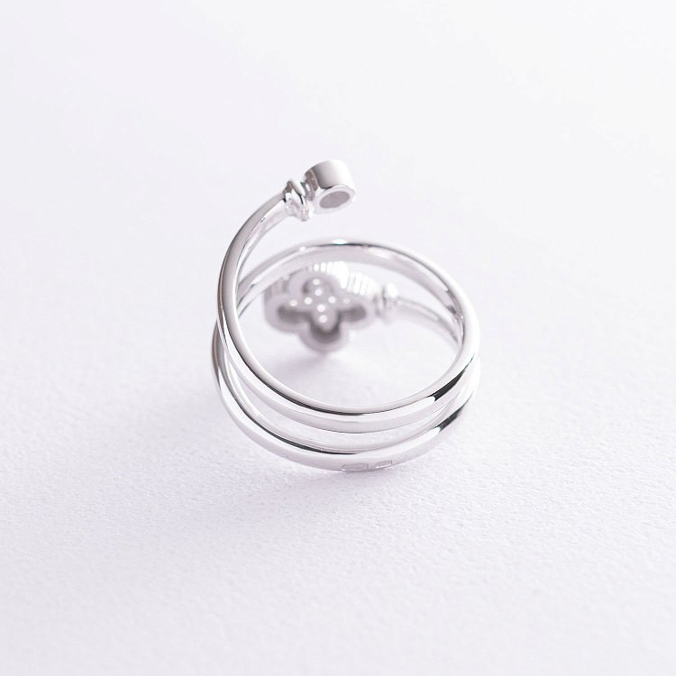 Золотое кольцо "Клевер" с фианитами к06668 от ювелирного магазина Оникс - 3