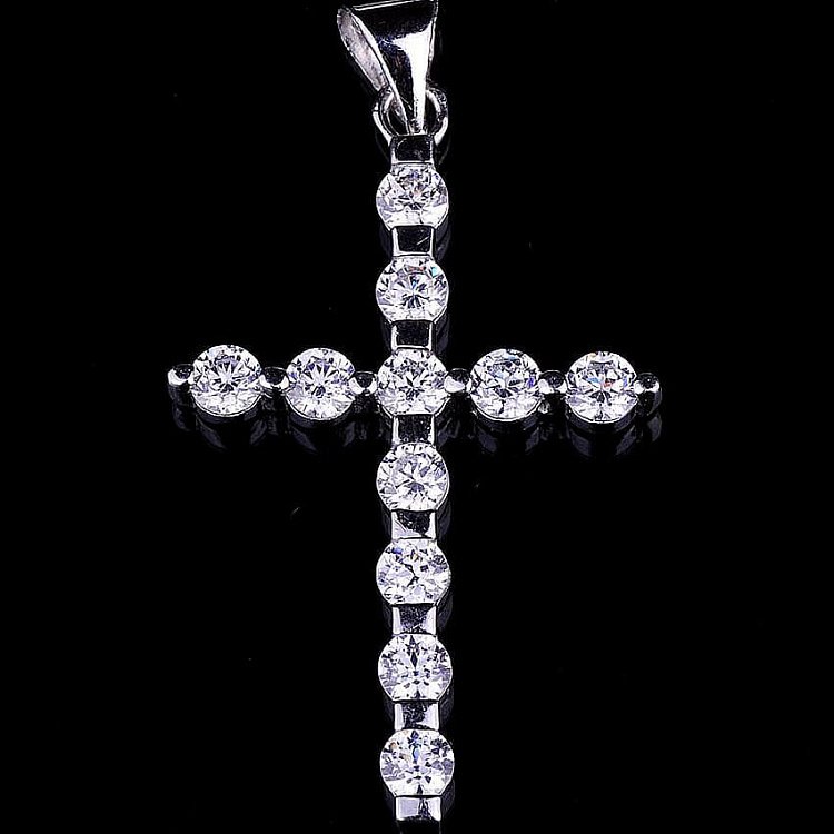 Серебряный крестик (родий ,фианиты) 131605 от ювелирного магазина Оникс