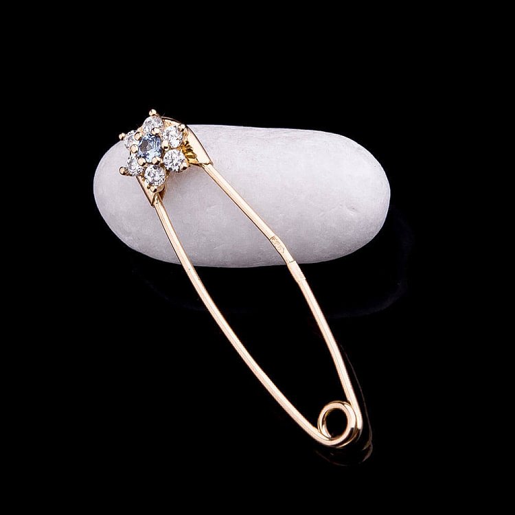 Золота шпилька "Квіточка" з фіанітами зак00219 від ювелірного магазину Онікс - 1