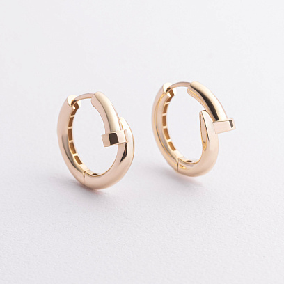 Серьги - кольца "Гвоздь" в желтом золоте с09576