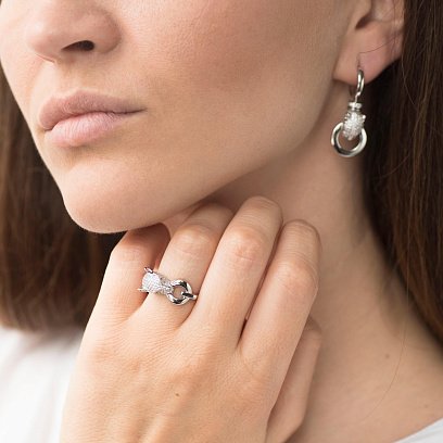 Золота каблучка "Пантера" (фіаніти) к05278 №4