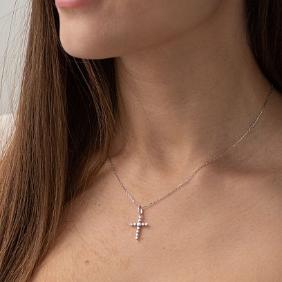 Золотий хрестик з діамантами пб0027ch №2