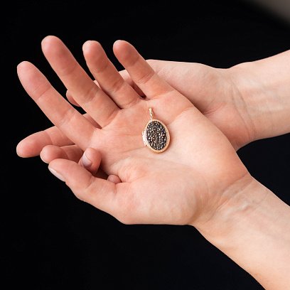 Золотий кулон для фотографії "Квіти" (чорніння) п03451 №2