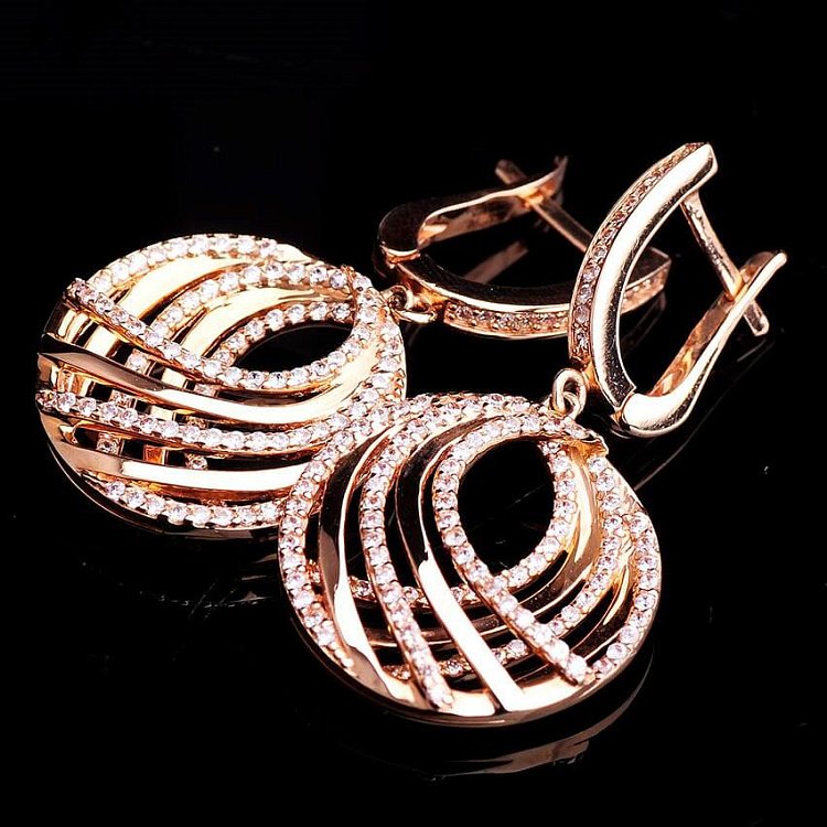 Золотые женские сережки с камнями с02257 от ювелирного магазина Оникс - 1