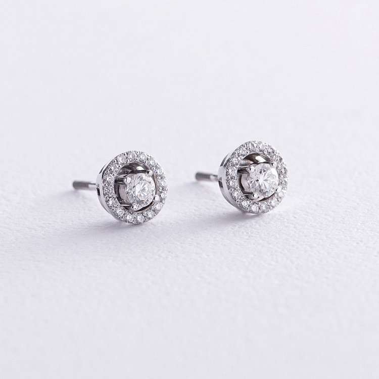 Золотые серьги - пусеты 2 в 1 с бриллиантами 330741121 от ювелирного магазина Оникс