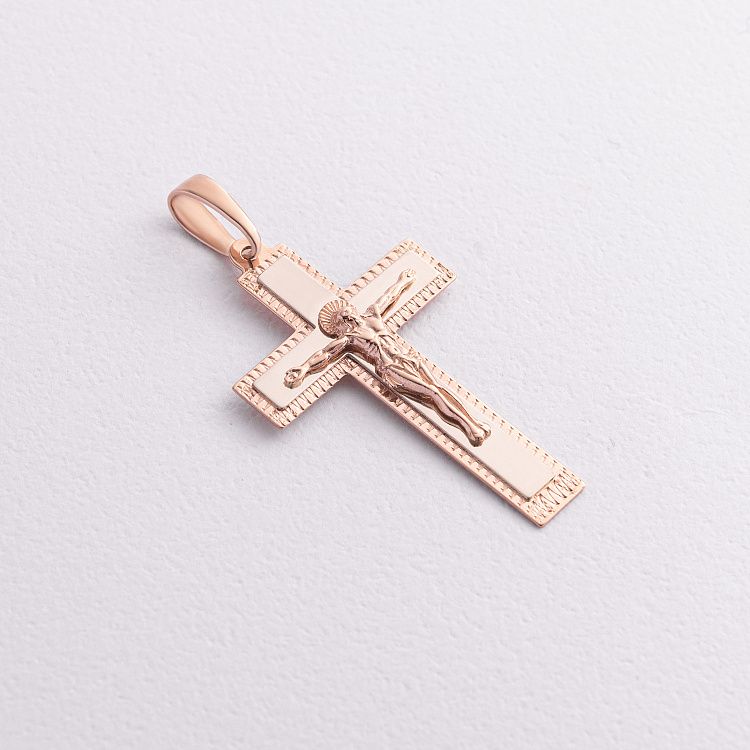 Золотой крестик "Распятие. Спаси и Сохрани" (на укр. языке) 210207 от ювелирного магазина Оникс