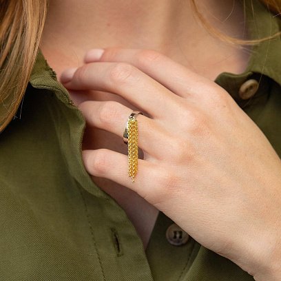 Срібна каблучка з позолоченими ланцюжками 112667 №5