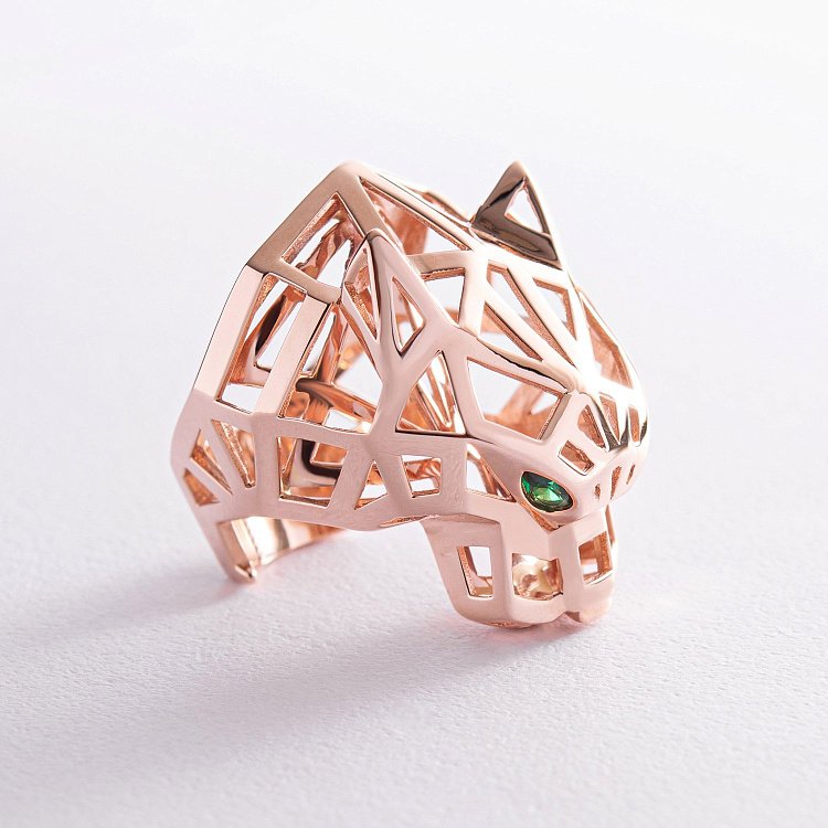 Кольцо "Пантера" в красном золоте (фианиты) к06767 от ювелирного магазина Оникс - 3