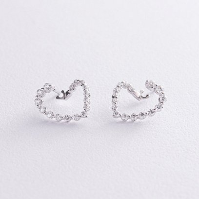 Золотые серьги "Сердечки" с бриллиантами сб0450nl №2