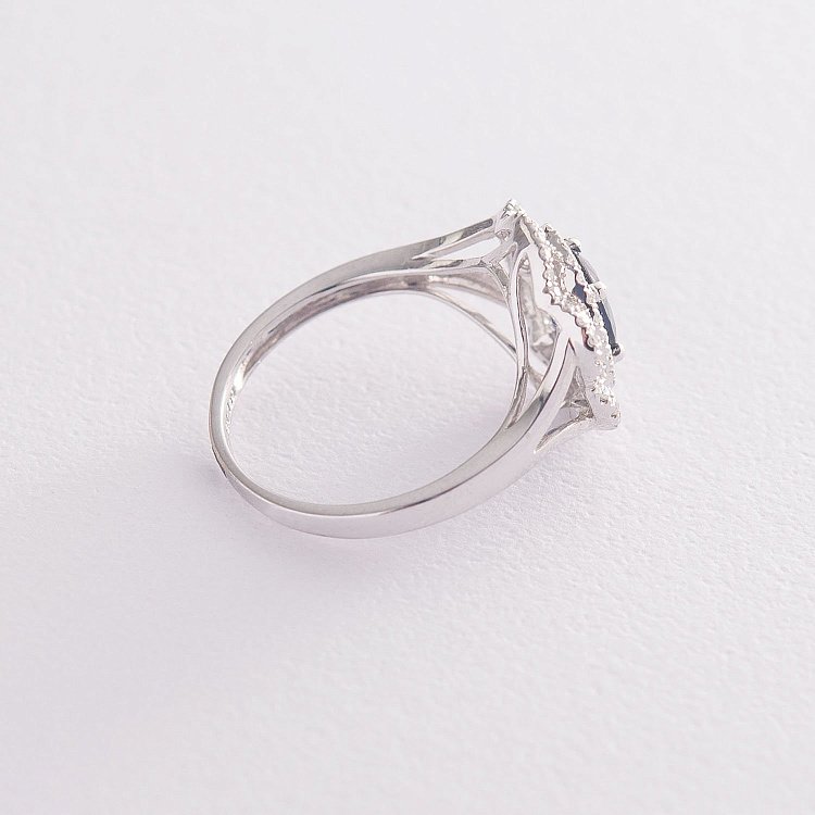 Золотое кольцо с синим сапфиром и бриллиантами к346 от ювелирного магазина Оникс - 2