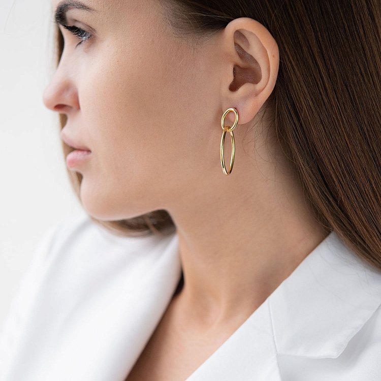 Серебряные серьги "Неповторимость" с позолотой 122641 от ювелирного магазина Оникс - 4