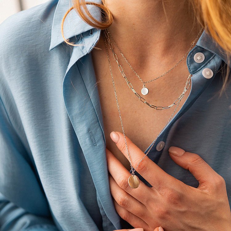 Тройное серебряное колье "Монетки" 181244 от ювелирного магазина Оникс - 5