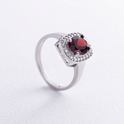 Серебряное кольцо с пиропом и фианитами GS-01-060-4110