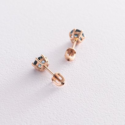 Золоті сережки - пусети (синт. топаз) с06698 №3