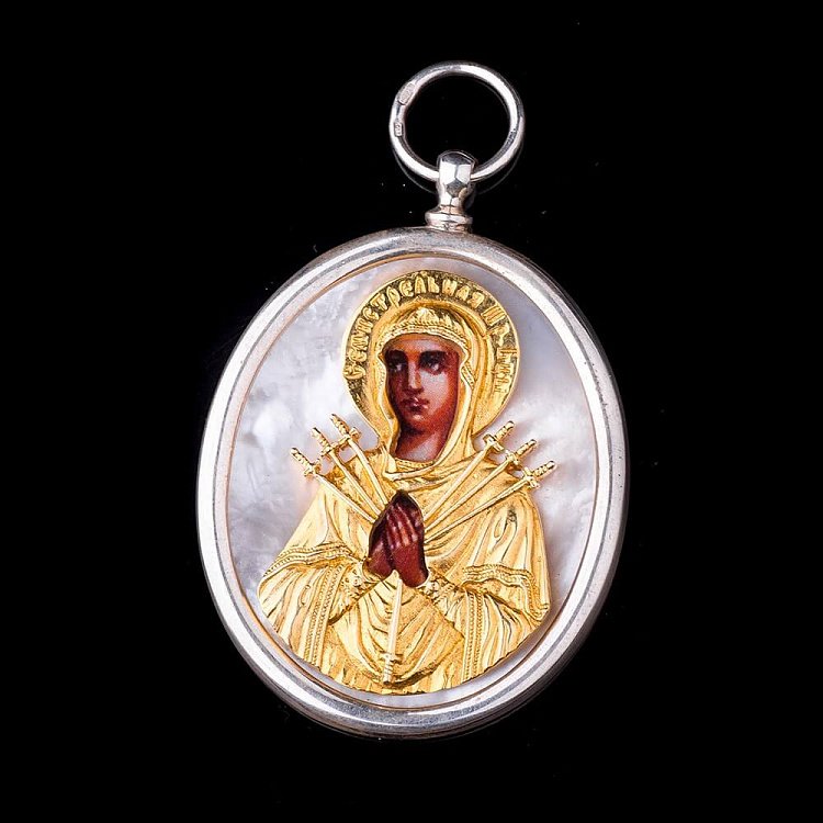 Ікона Божої Матері "Семистрільна" з позолотою 23414 від ювелірного магазину Онікс