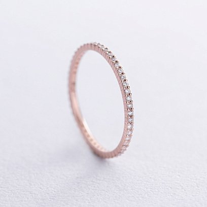 Каблучка з доріжкою діамантів (червоне золото) 217832421