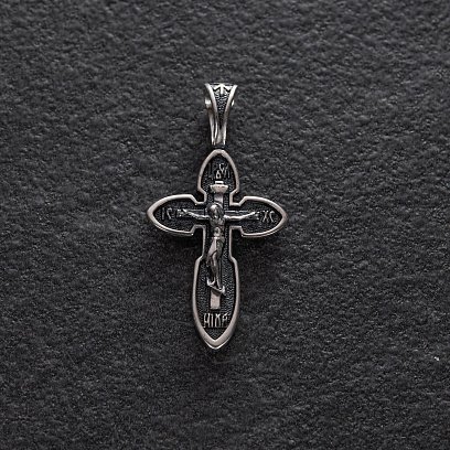 Срібний хрест "Розп'яття. Спаси і збережи" 132916 №2