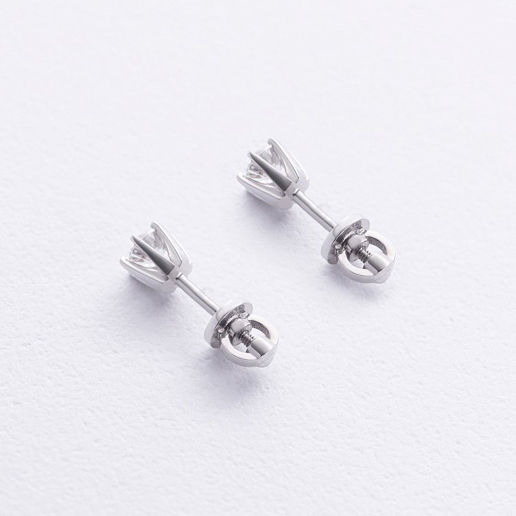 Серьги - пусеты с бриллиантами (белое золото) 331491121 от ювелирного магазина Оникс - 4