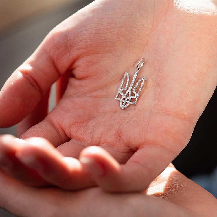 Кулон "Герб Украины - Тризуб" с бриллиантами (белое золото) 129871121 от ювелирного магазина Оникс - 6