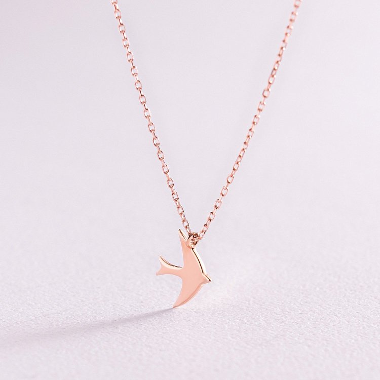 Кольє "Ластівка" у червоному золоті кол02158 від ювелірного магазину Онікс - 5