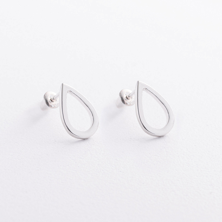 Серебряные серьги-пусеты "Капельки" 1.4*1.0 см 122499 от ювелирного магазина Оникс - 1