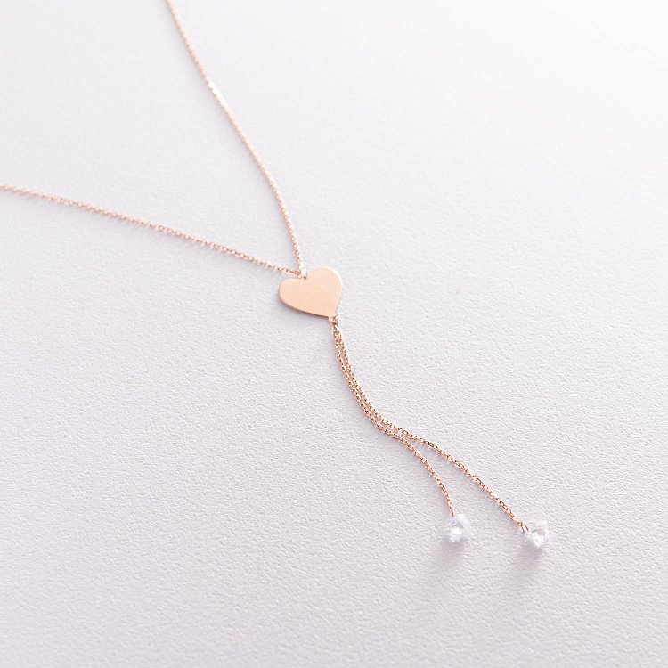 Кольє "Серце" в червоному золоті (фіаніт) кол01680 від ювелірного магазину Онікс