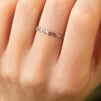 Каблучка "Сердечки" у білому золоті к07154 №4