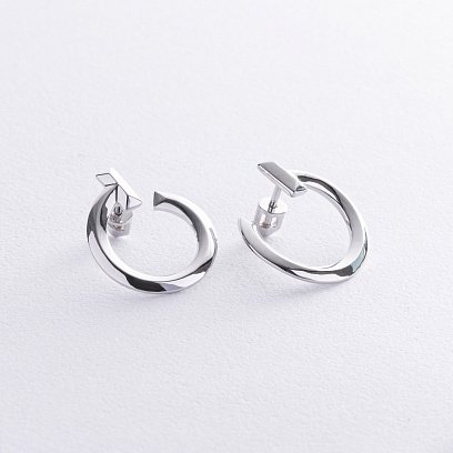 Серьги - пусеты "Evelyn" в белом золоте с08654 №4