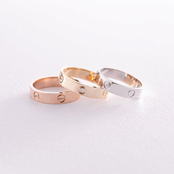 Кольцо "Love" в красном золоте (фианиты) к07164 №3