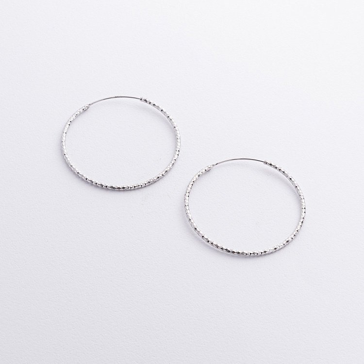 Серьги - кольца в серебре (4.5 см) 122970 от ювелирного магазина Оникс - 4