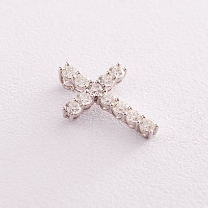 Крестик в белом золоте с бриллиантами пб0286nl