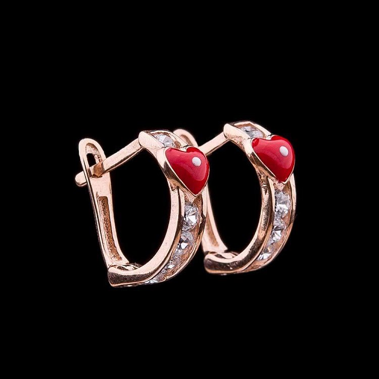 Дитячі золоті сережки "Сердечка" з емаллю с04076к від ювелірного магазину Онікс - 2