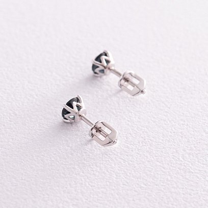 Золотые серьги - пусеты с сапфирами сб0390 №3