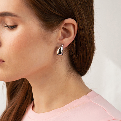 Сережки "Megan" у білому золоті (Small) с09119 №6