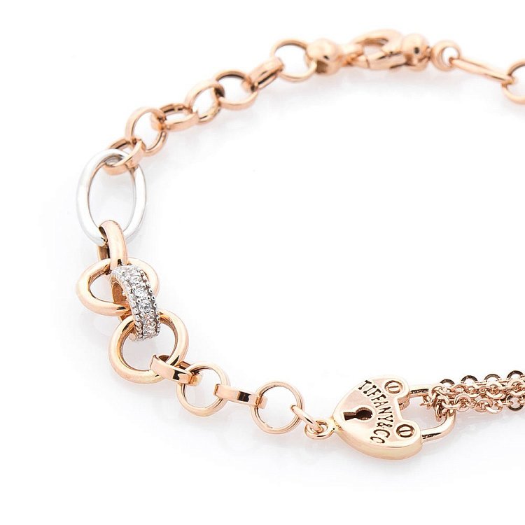 Золотий браслет з сердечком (фіаніти) б03448 від ювелірного магазину Онікс - 1