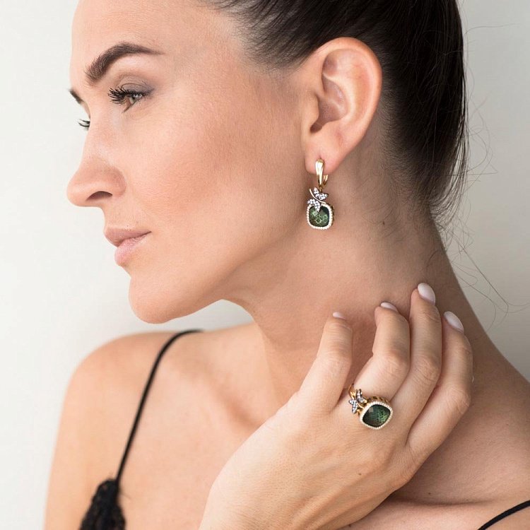 Золоті сережки з метеликами (фіаніти) с04786 від ювелірного магазину Онікс - 3