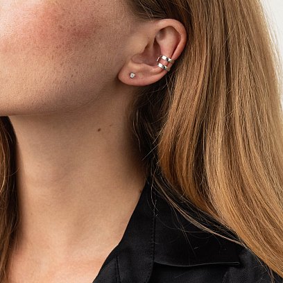 Сережки-пусети з білого золота з фіанітами (2 мм) с02828 №3