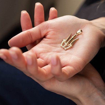 Подвеска "Тризуб с кинжалами" в желтом золоте п03769 №5