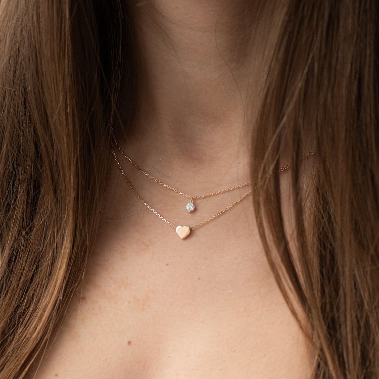 Кольє "Сердечко" в червоному золоті (фіаніт) кол01683 від ювелірного магазину Онікс - 1