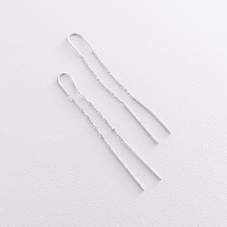 Сережки-протяжки в білому золоті с07109 від ювелірного магазину Онікс - 4