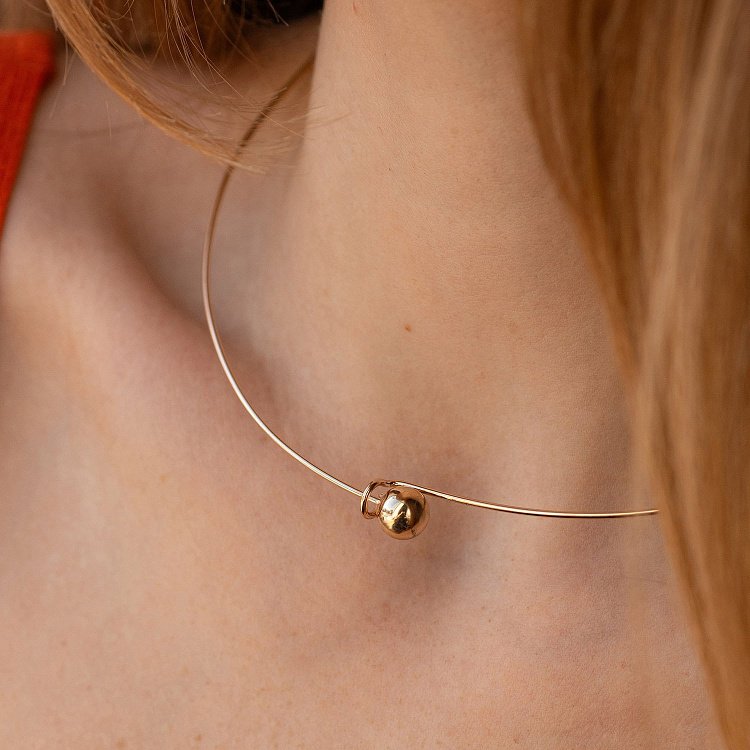 Кольє - чокер "Adele" (жовте золото) з кулькою кол02549 від ювелірного магазину Онікс - 5