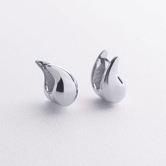 Серьги "Капельки" в белом золоте с09687