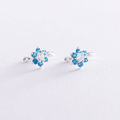 Серьги детские "Цветочки" (фианит) 12831