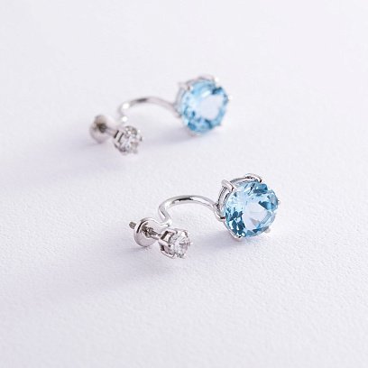 Золоті сережки - джекети "Магія" (фіаніт, топаз) с06946 №3