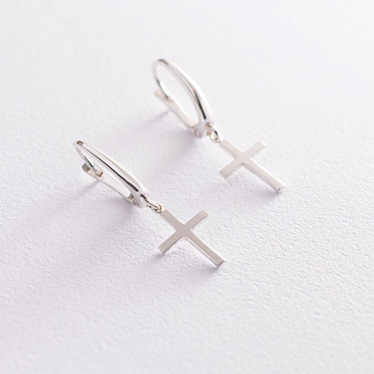 Серебряные серьги "Крестики" 122848 от ювелирного магазина Оникс