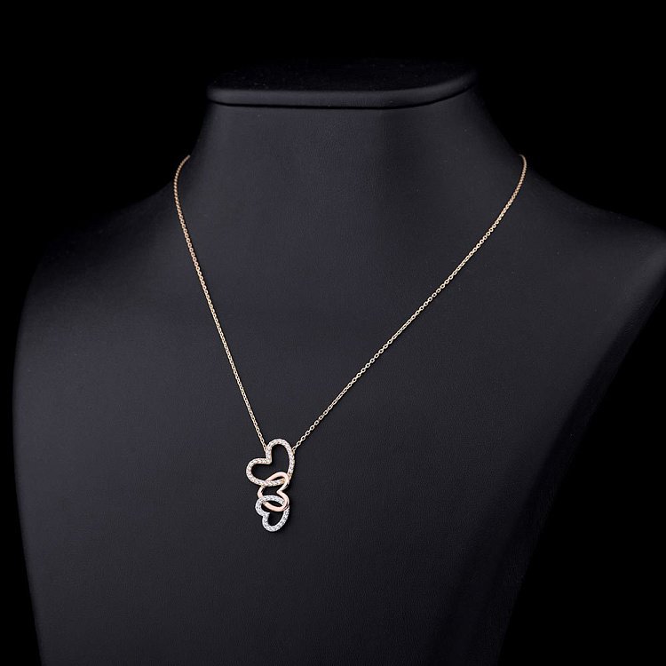 Золоте кольє "Серця" з фіанітами кол00780 від ювелірного магазину Онікс