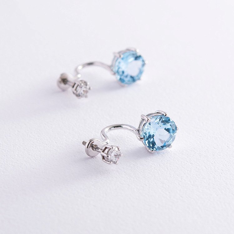 Золоті сережки - джекети "Магія" (фіаніт, топаз) с06946 від ювелірного магазину Онікс - 2