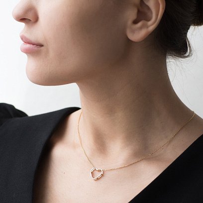 Золотое колье "Сердце" (фианит) кол01604 №9