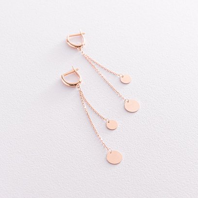 Золотые серьги "Монетки на цепочке" с07386