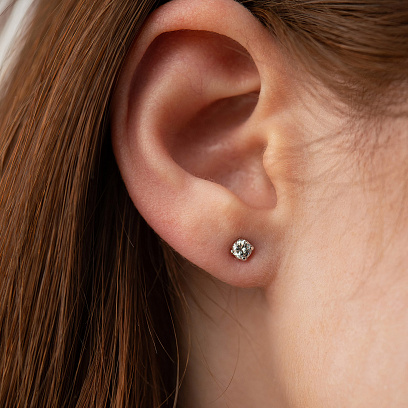 Моносережка з фіанітом (біле золото) с09143 №5